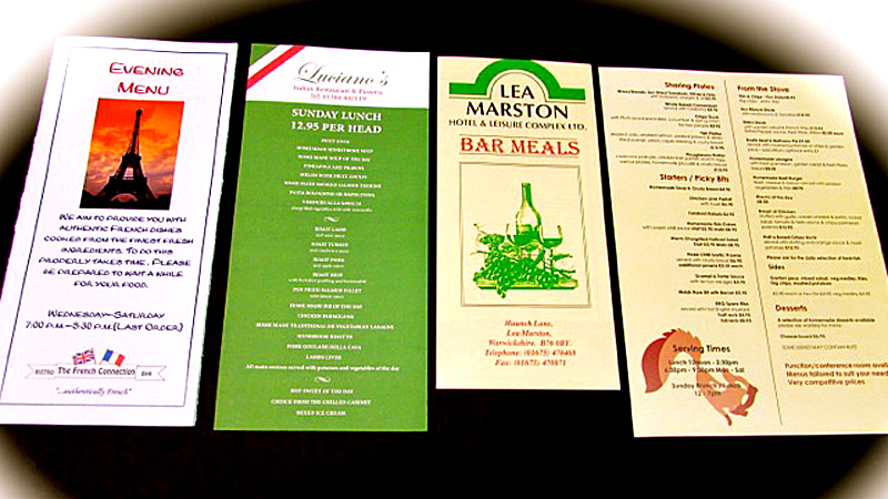 online printed menus